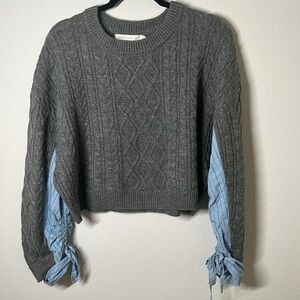 Altar'd State Grey Cable Knit Cropped Sweater – Size Large